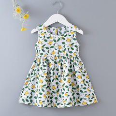 Girls Dress Summer Floral Princess Dress Beach Dress 2024 New Cotton Silk Tank Top Dress Children's A-Line Dress