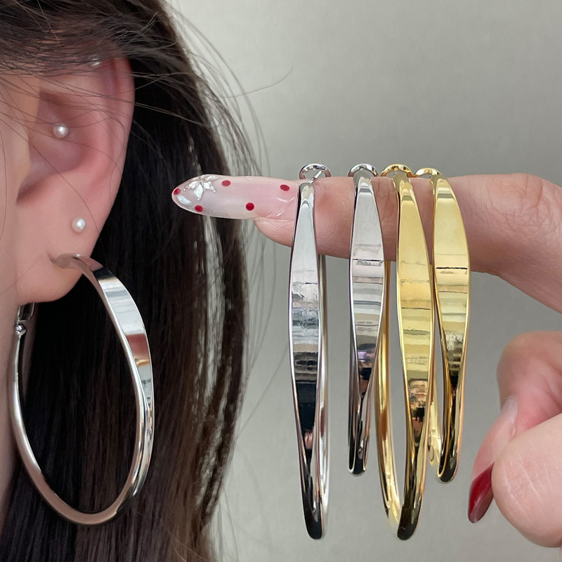 European and American Minimalist Style Metal Hoop Earrings, Niche Style Simple Hoops, Fashionable and High-End Personalized Design Earrings for Women European and American Minimalist Style Metal Hoop Earrings, Niche Style Simple Hoops, Fashionable and High-End Personalized Design Earrings for Women
