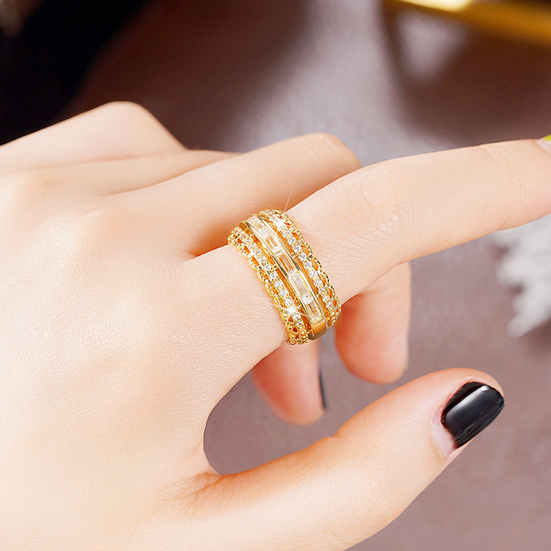 Gorgeous Zircon Ring For Women Micro Set Flower Statement Accessory_voghion.com