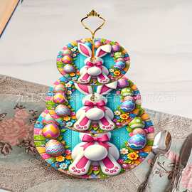 跨境新品兔子彩蛋设计图案为主题精致陈列托盘和展示托盘春季装饰