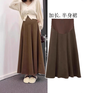 Pregnant Women's Skirt Autumn and Winter Long Woolen Skirt New Tall Slim Large Swing Skirt Thick A- line Skirt