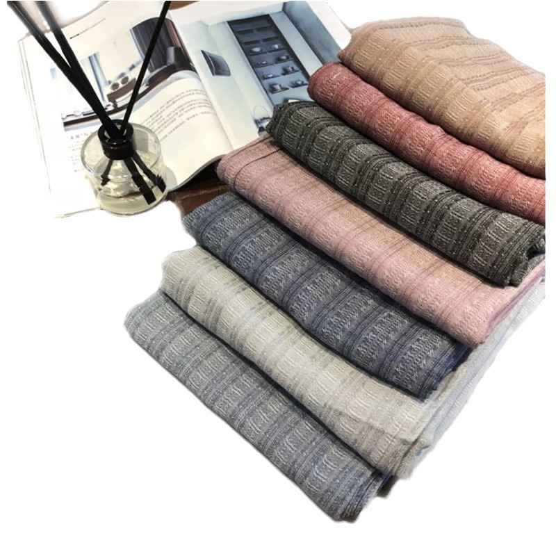 Unisex Literatur und Kunst Baumwoll- und Leinenschal Damenschal mit Jacquardmuster in reiner Farbe Turban_voghion.com