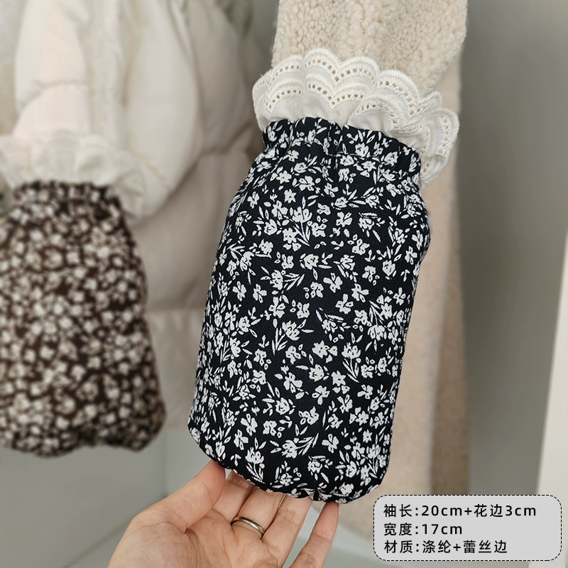 Lace demi-season sleeves, white down jacket, anti-dirty