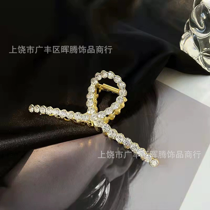 Metal crab hair clip, elegant rhinestone & pearl accents, large styles (multiple colors)