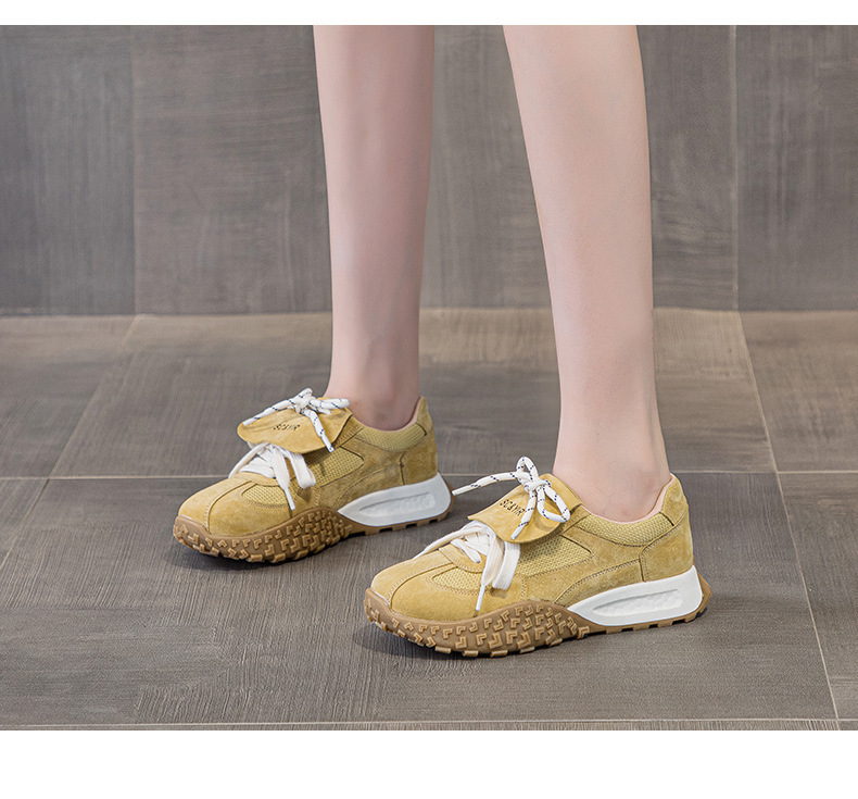 Giày sneaker nữ da heo đế dày phong cách Đức Huajiang mùa thu 2026 — M2632 màu trắng nhạt, M2632 màu vàng, M2632 màu nâu chi tiết 12