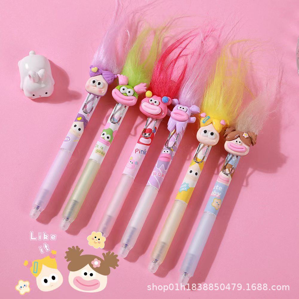 카피바라 지울 수 있는 펜 크리스탈 블루 인스 고가 학생용 닦기 쉬운 프레스 중립 펜 못생긴  튀긴 브러시