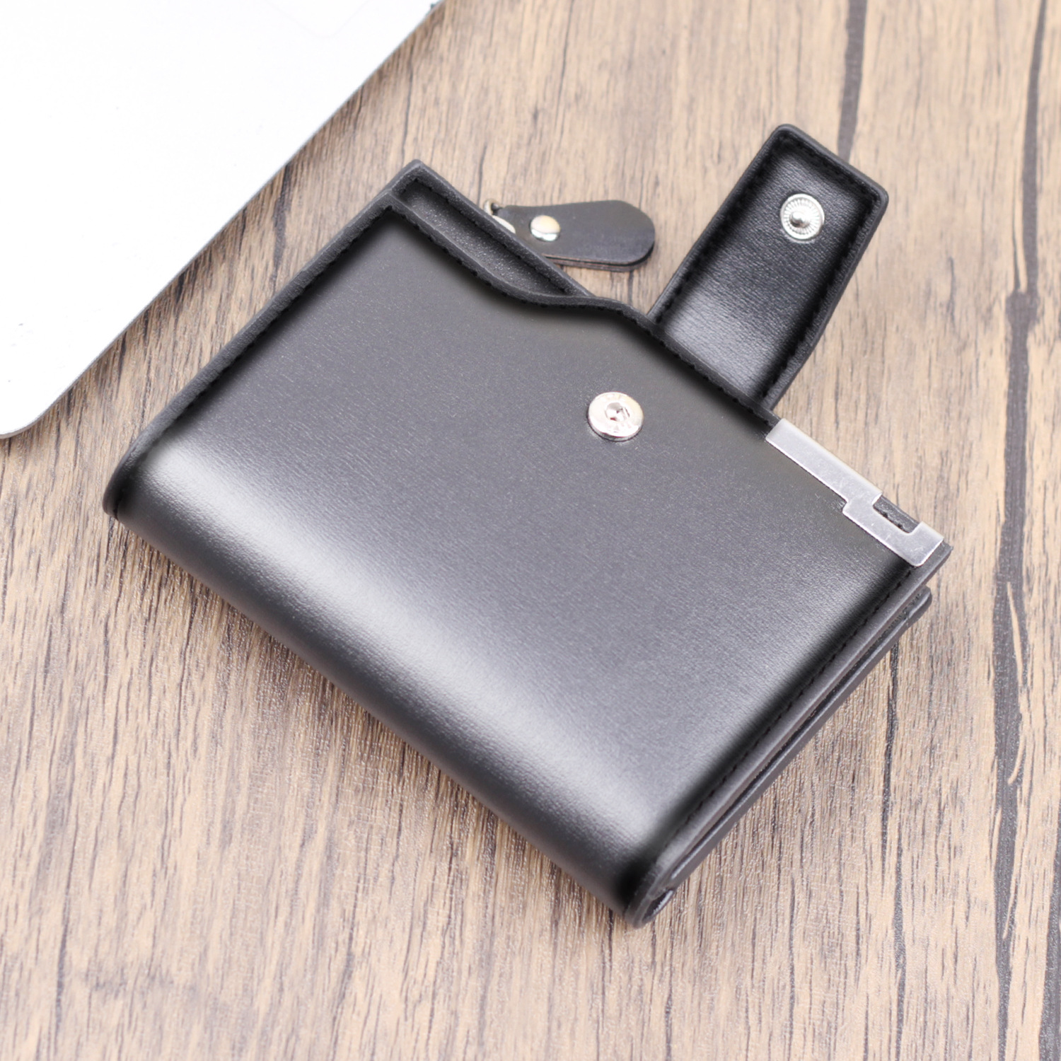 Cartera vertical para hombre Cartera corta con cremallera Monedero multifuncional Cartera para hombre Bolso con botón para hombre Wallet