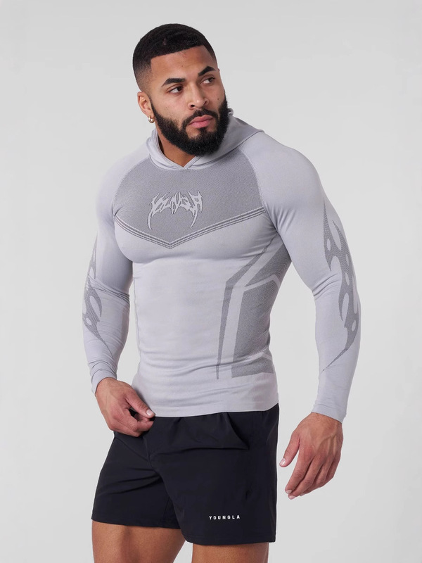 Youngla Warrior Tight Hoodie Jogger Gym Sports Fitness Stretch Sweatshirt Training Wear Jacket