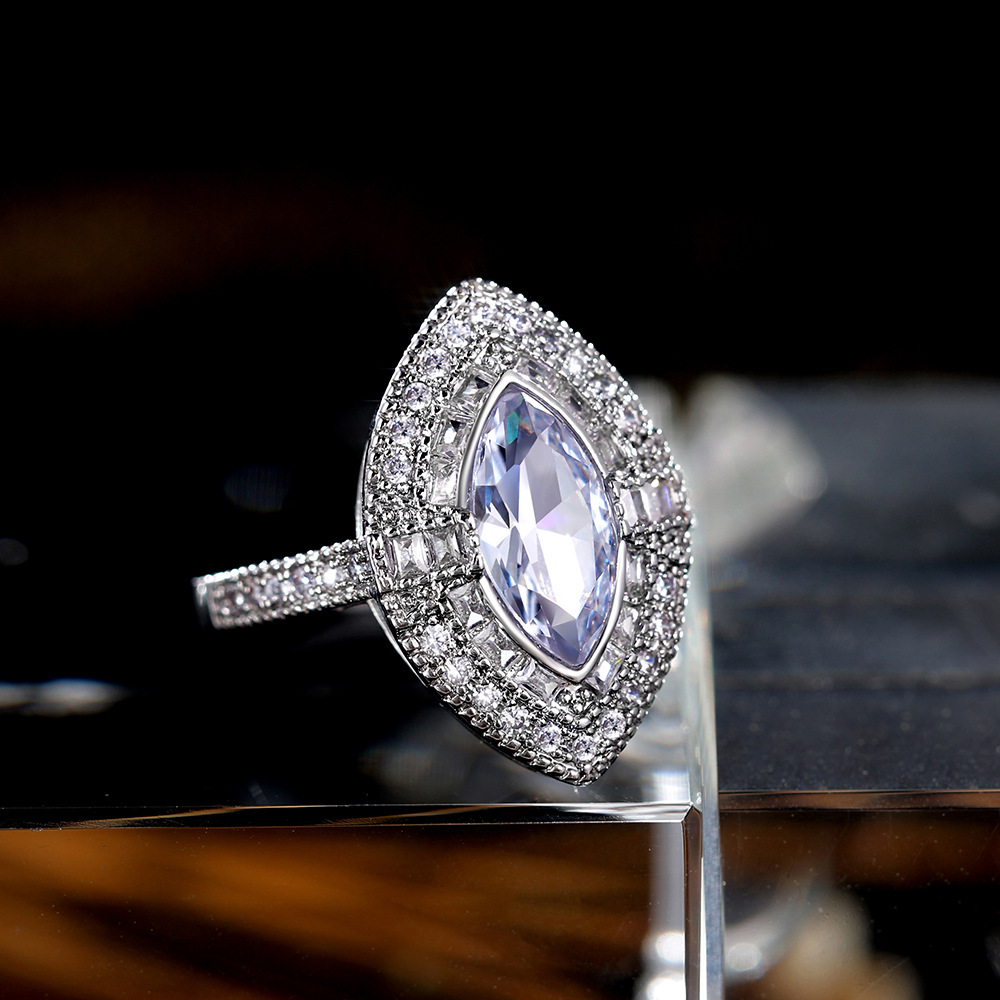 Horse Eye Pattern Wholesale IG Style Shiny Horse Eye Copper Inlay Zircon Rings
