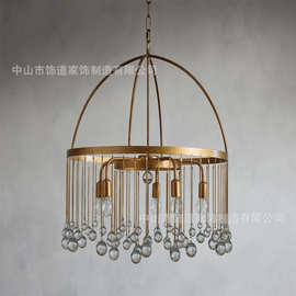 arhaus黄铜水晶吊灯定制独立站亚马逊wish专供设计师灯具出口欧洲