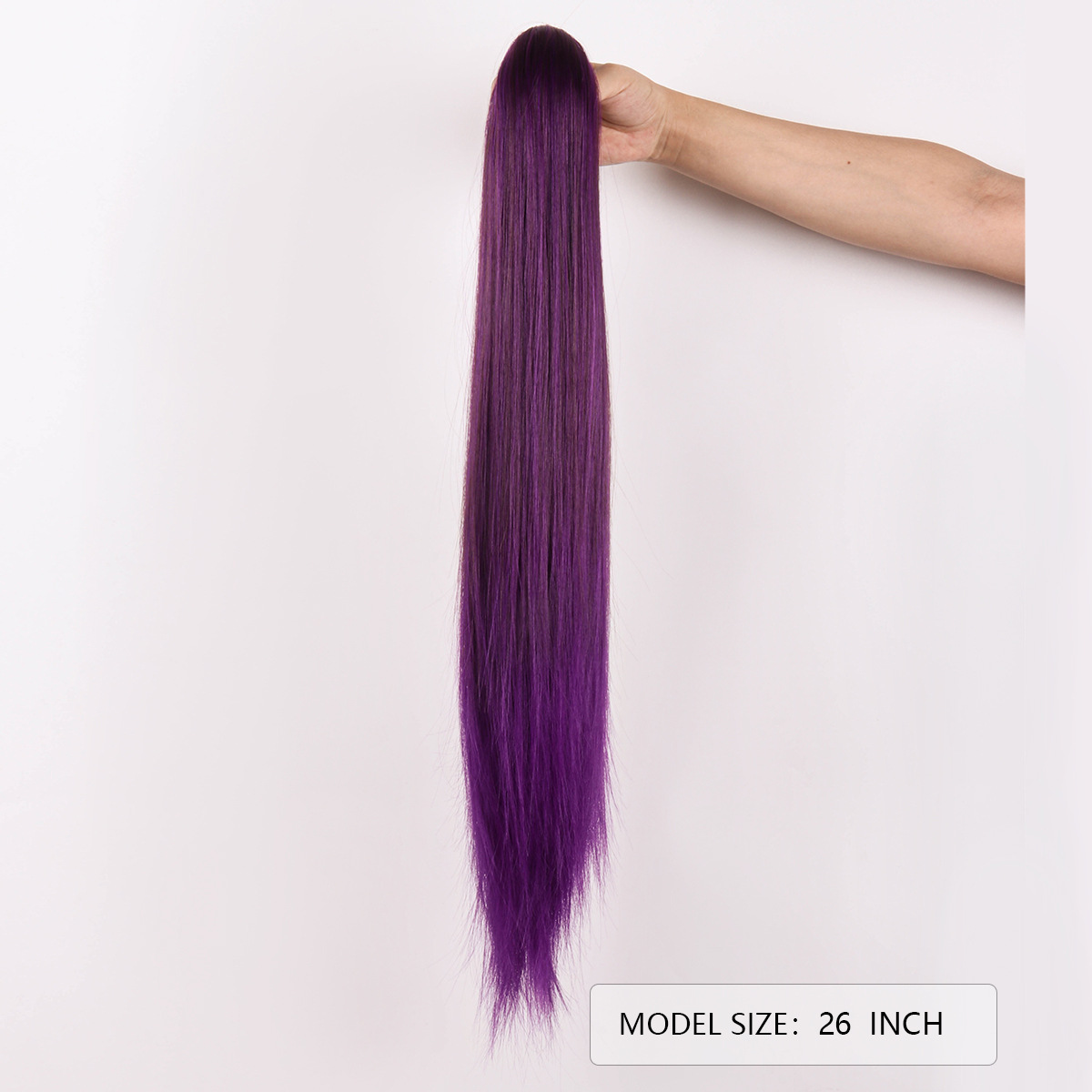 Pelucas 26 pulgadas de cabello largo recto agarrar clips de cola de caballo diaria universal encantador púrpura largo recto fábrica directa