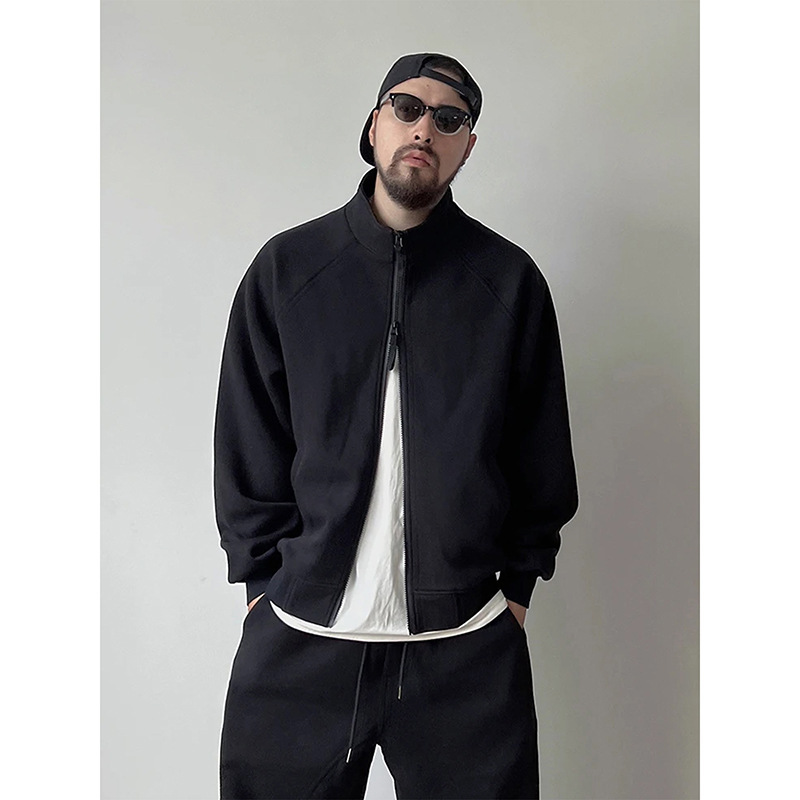 American Cardigan Sweatshirt Jacket Men's Autum High-End Handsome Stand-Up Collar Sports Jacket Cleanfit Baseball Uniform