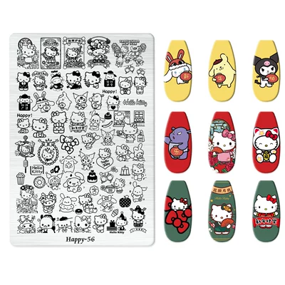 Stamping Plate Kt Cat Nail: Dırnaq bəzəkləri - happy-056-with-back-plate