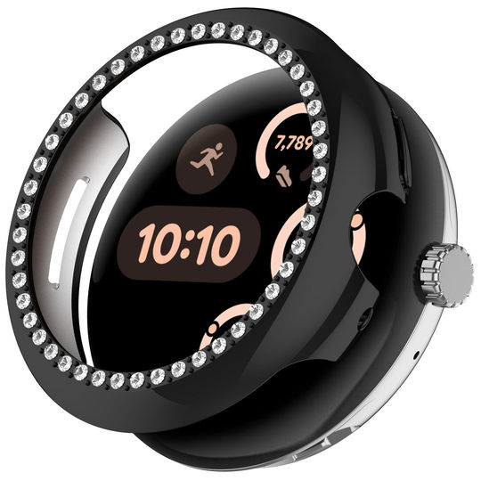 For Google Pixel Watch3 Half Bag Protective Case Google Watch 3 Case Single Diamond Hollow PC Case