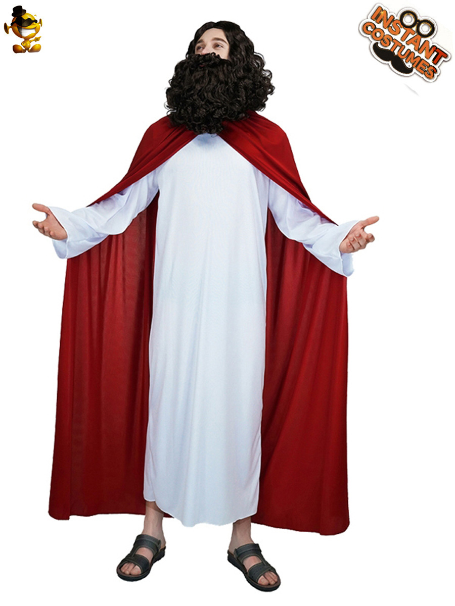 Halloween hombres adultos sacerdote misionero rol traje de fiesta hombre grande Jesús etapa traje de rendimiento