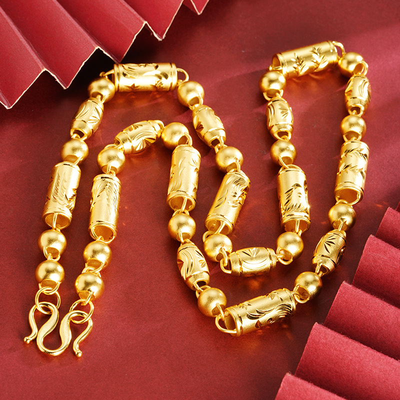 Collar de perlas de oliva de oro de arena vietnamita para hombres, joyas retro chapadas en oro, accesorios Yiwu nuevos productos transfronterizos al por mayor