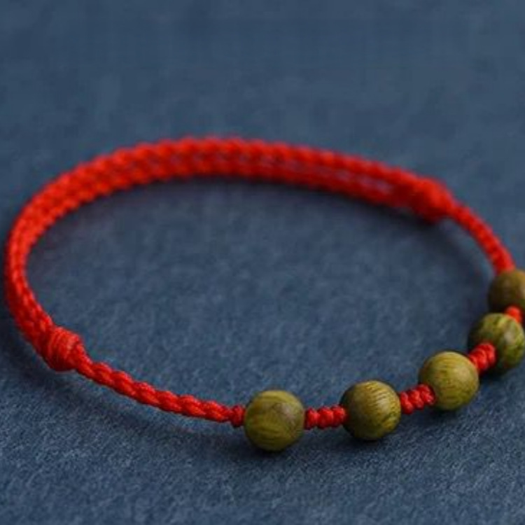 Green Sandalwood Red Rope Braided Men's and Women's Bracelets, Zodiac Year Protection, Safety and Good Luck Braided Rope Bracelets and Bracelets