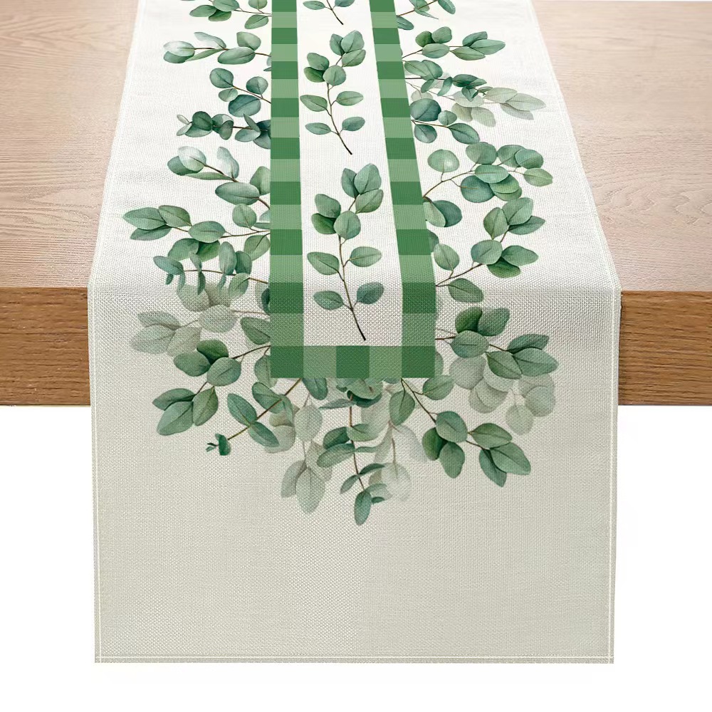 Nórdico verde planta serie impresa corredor de mesa Lino hogar decoración mesa de café tela decorativa Amazon image 9