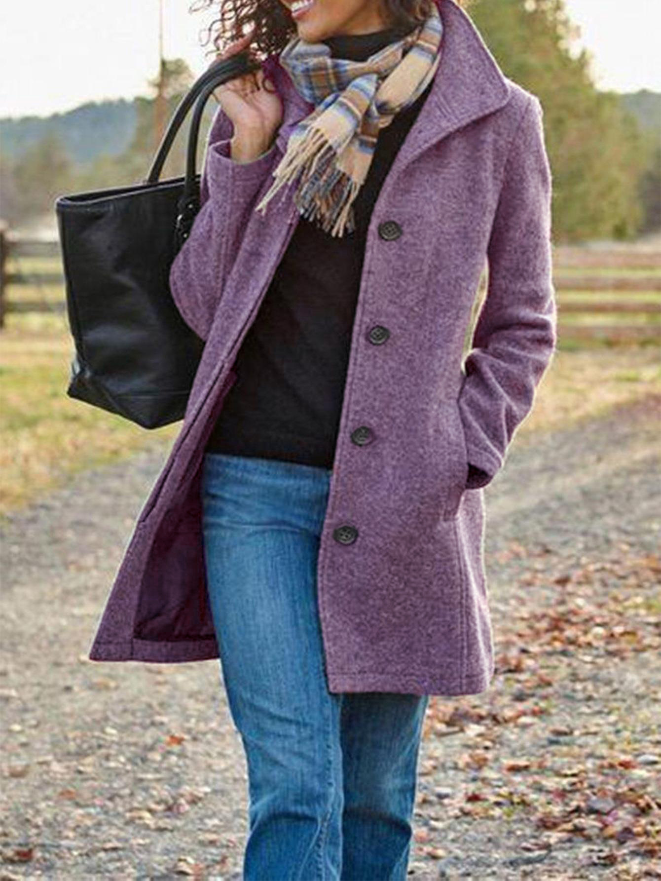 Women's Long Woollen Overcoat For Women Retro Style Solid Colour_voghion.com