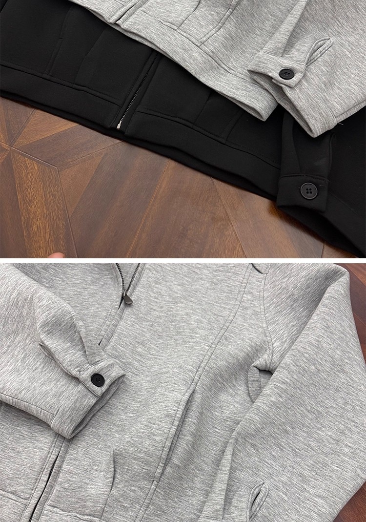 ​​Herren Heavyweight Cleanfit Jacke – Minimalistische Retro-Reißverschlussjacke (Schwarz/Gräulich, M-XXL)​​_voghion.com