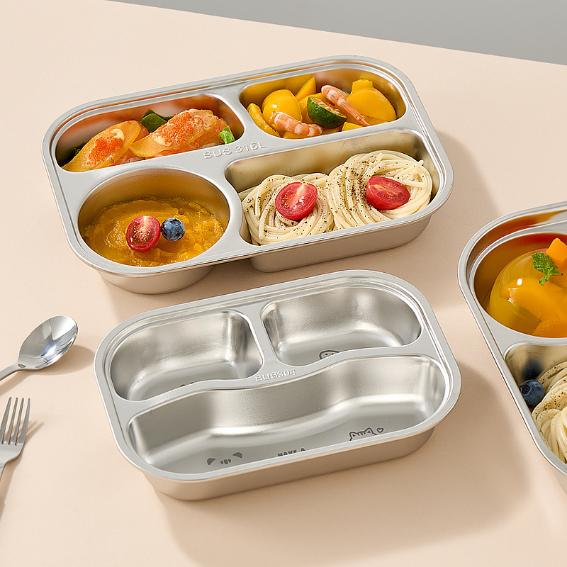 316ステンレスの食事皿幼稚園のアニメの弁当箱の学生の食堂で食事をします。|undefined