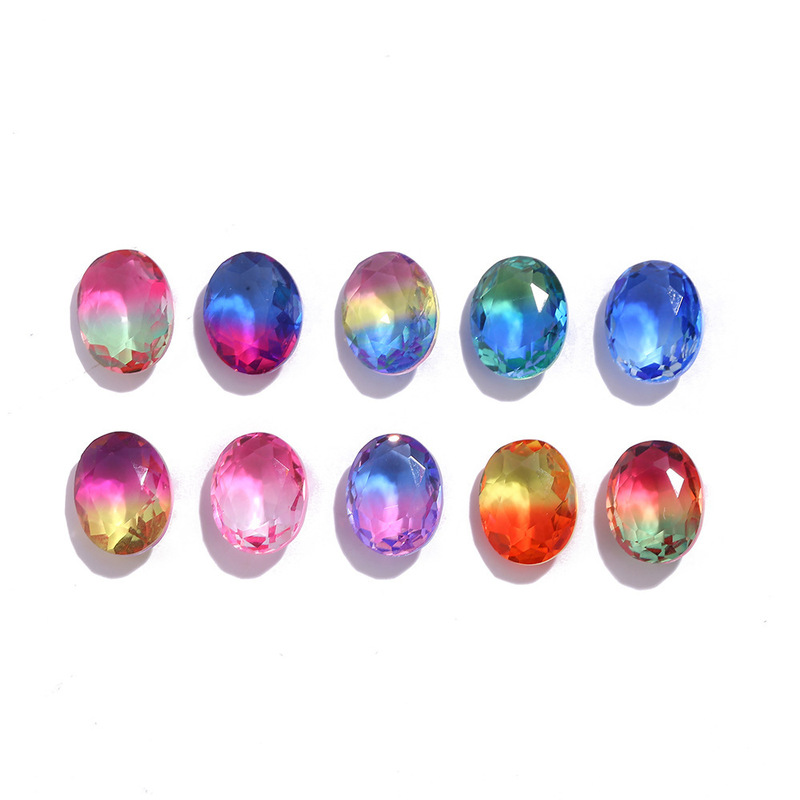 Factory Direct 8 * 10MM egg-shaped oval colored tourmaline bare stone K9 crystal glass tourmaline imitation natural Tourmaline Factory Direct 8 * 10MM egg-shaped oval colored tourmaline bare stone K9 crystal glass tourmaline imitation natural Tourmaline