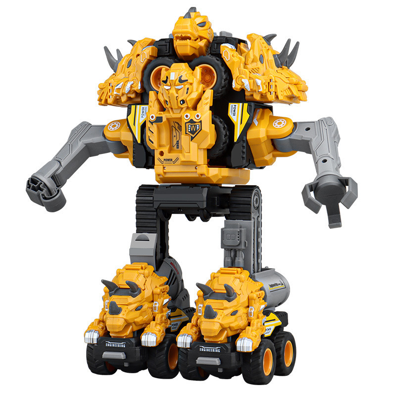 Coche deformado para niños, dinosaurio, coche deformado, robot, vehículo de ingeniería automotriz ensamblado, modelo de coche deformado por colisión inercial