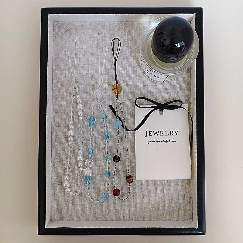 [Mobile Phone Chain Collection] New Natural Stone Mobile Phone Lanyard Beaded Hand Chain Wrist Strap Car Keychain Bag Accessory