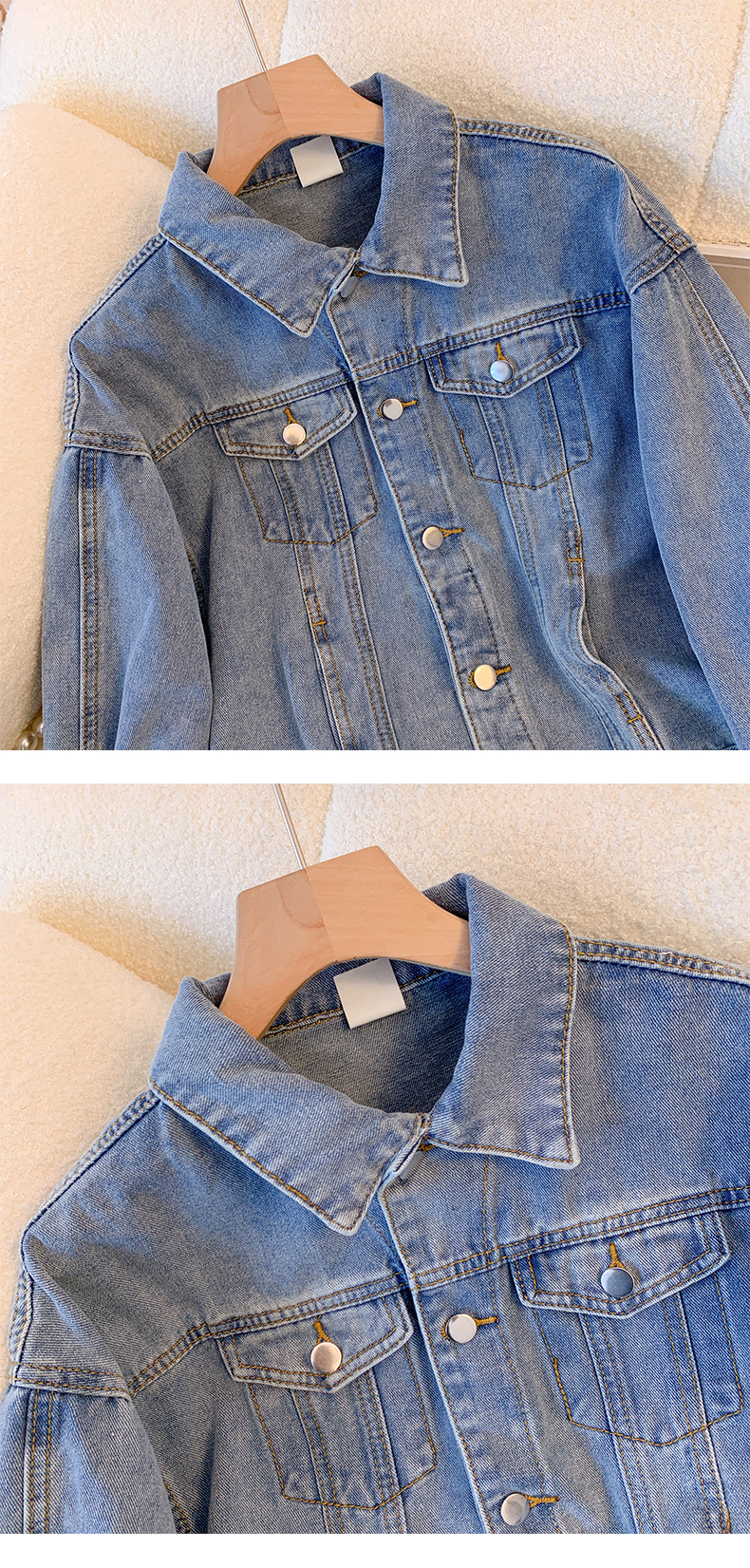 Women’s Vintage Denim Jacket – Classic Indigo & Black Single-Breasted Cardigan Coat (S-2XL)_mkmklike.com