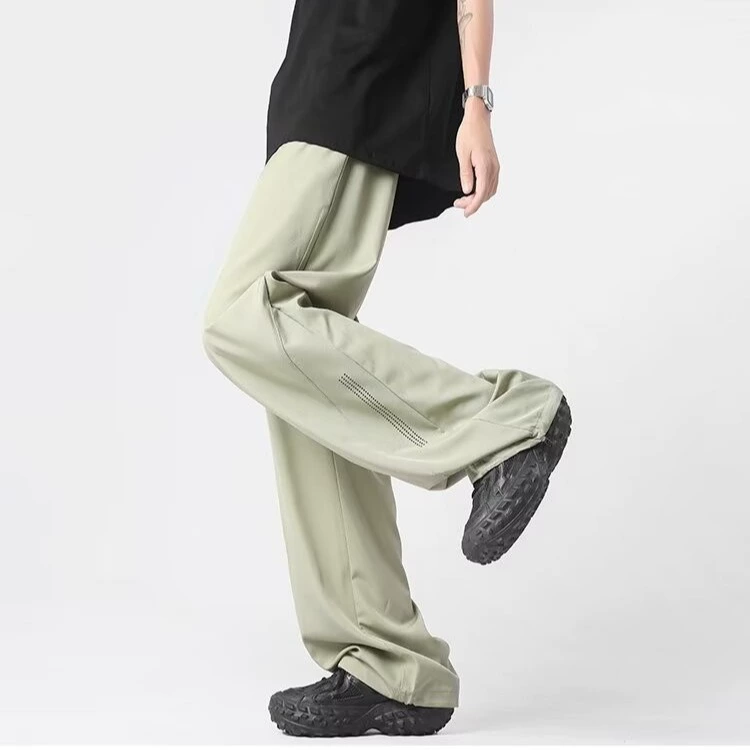 Летние новые брюки Мужские тонкие свободные прямые спортивные брюки повседневные дикие брюки длинные стильные широкие ноги