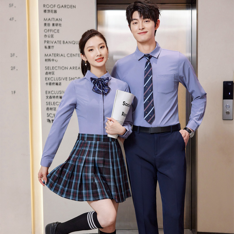 Unisex Long-Sleeved Shirts, Spring and Autumn Fashion Shirts, Professional Uniforms, College Style Chorus Recitation Two-Piece Set