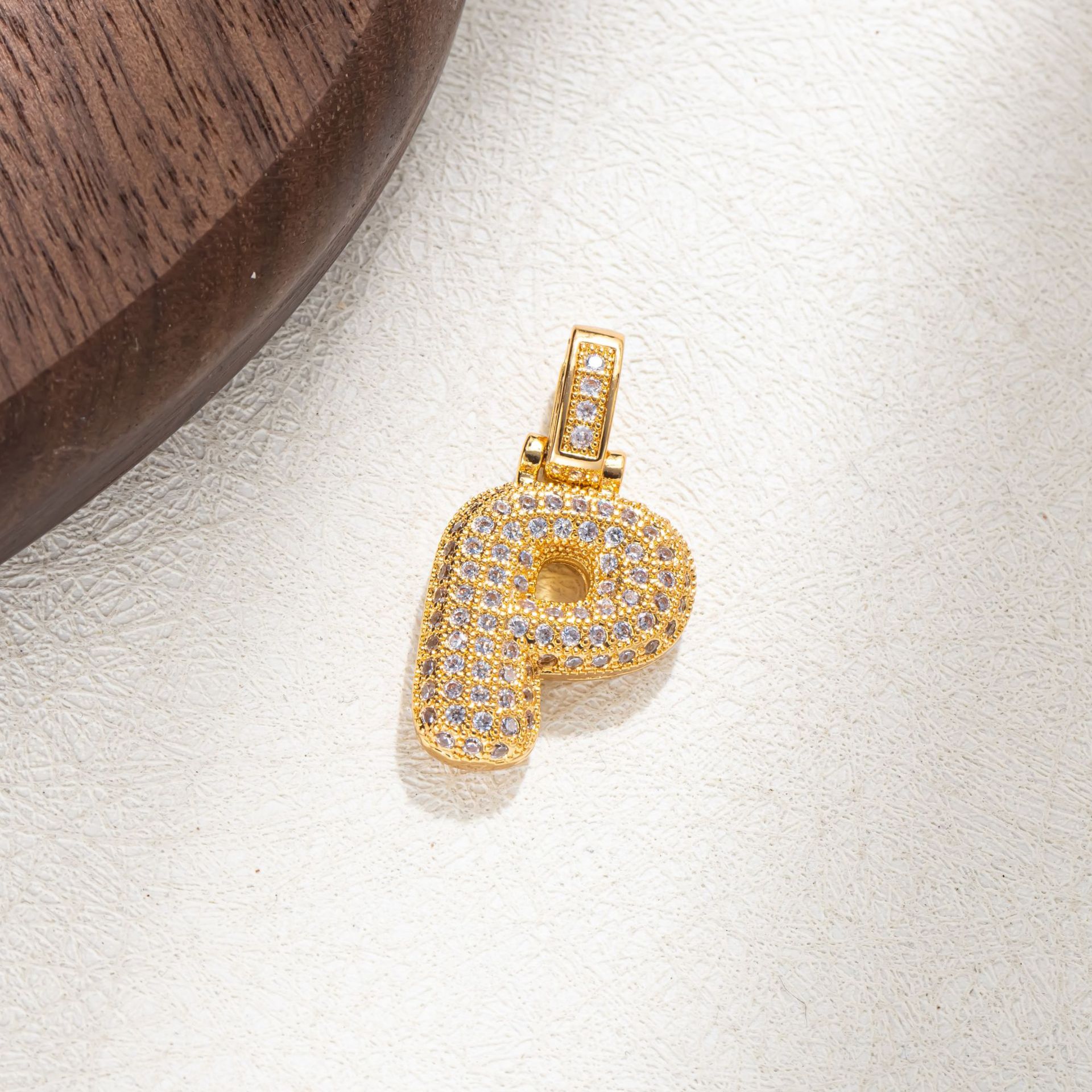7g Weight Pendant Jewelry Making Type Golden Plated Plating Material Zircon Inlay Material 1 Piece Quantity Casual Occasion Copper Material Letter Pattern Women's Gender Simple Style Style Plating Craft 1 Piece Copper Zircon Letter Pendant 17