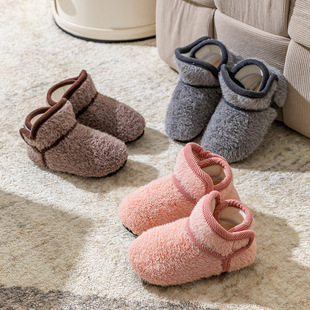 High-top high-velvet children's cotton shoes girls fluffy shoes baby cotton children's shoes winter fleece-lined shoes boys indoor shoes