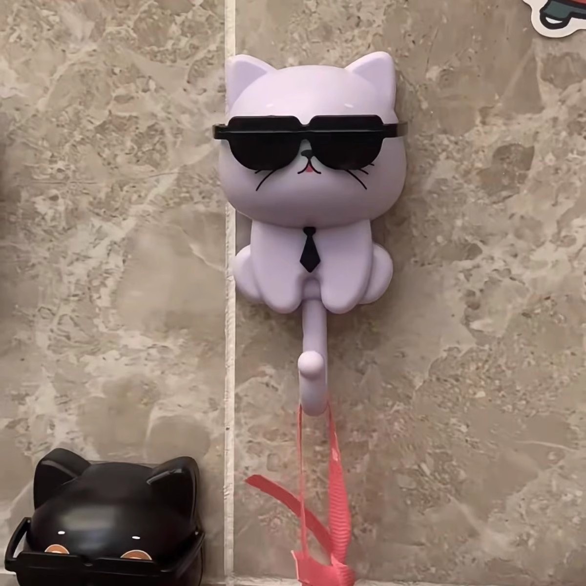 Caricatura adorable gatos gancho de llave multifuncional tipo botón de puerta de entrada gafas gancho de puerta trasera de almacenamiento