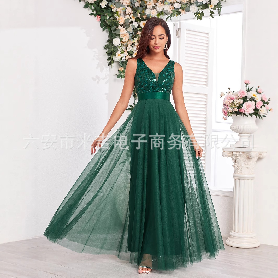 Elastic shiffon long elegant evening dress sleevless