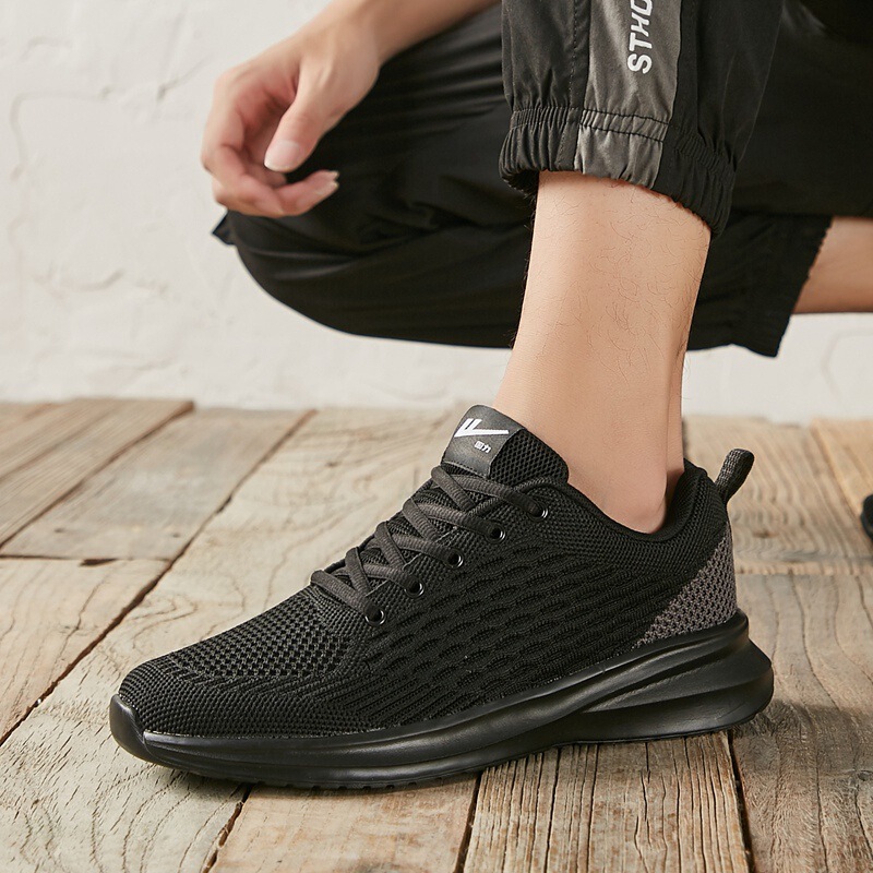 Huaiyi Brand Chinese Style Lightweight Running Men's Shoes Mesh Comfortable Breathable Lightweight Solid Color Fashion Shoes Sports Casual Shoes