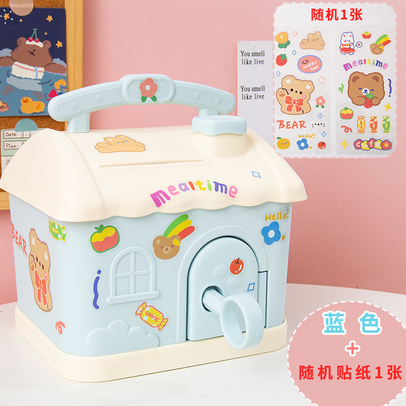 Linda celebridad de Internet Pequeña casa alcancía moneda de los niños alcancía con cerradura caja de dinero regalo para niños premio de estudiante