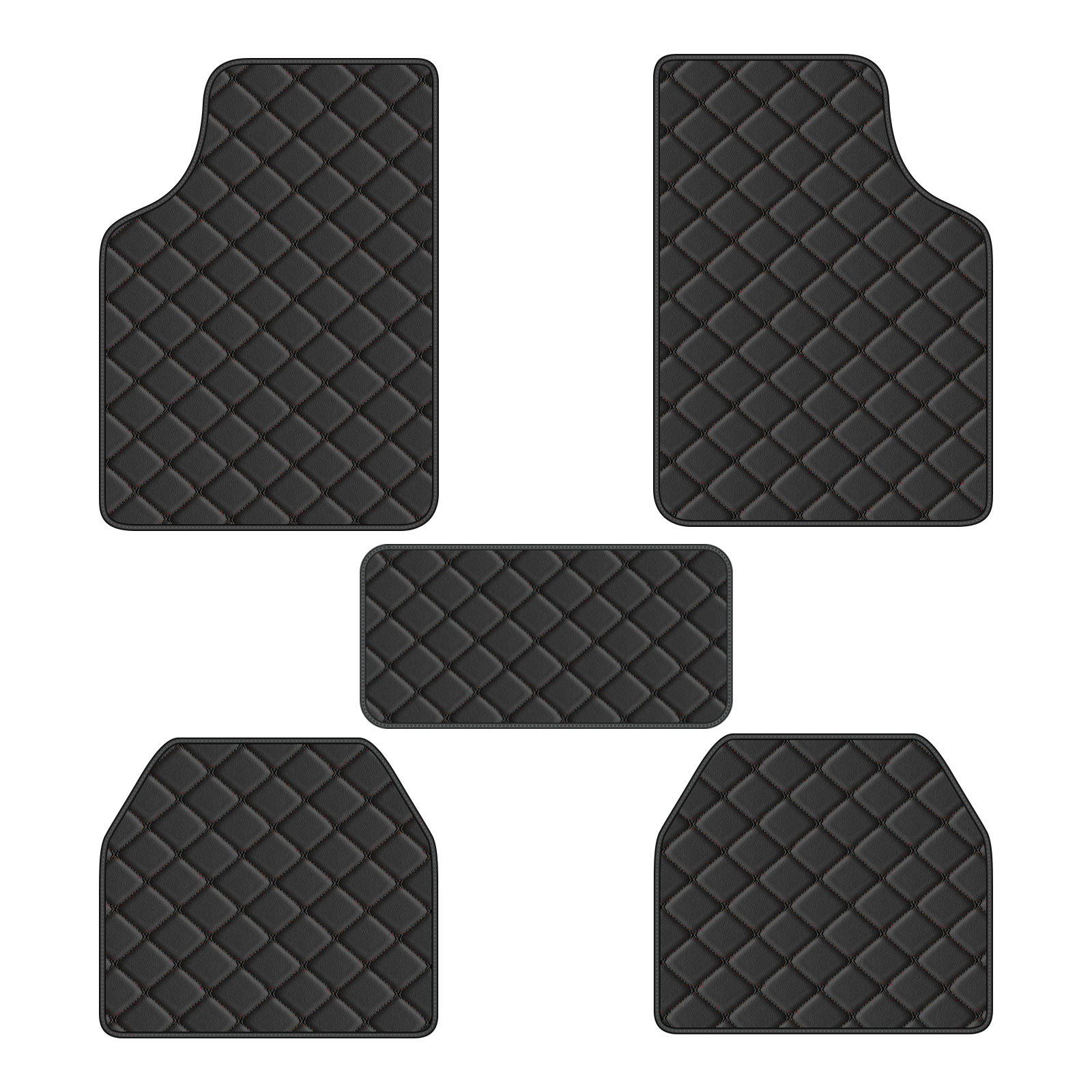 Temu Cross-Border Exclusive Supply from Manufacturers, In-Stock Special Printed Checkerboard Pattern Universal Car Floor Mats Five-Piece Set, Wear-Resistant and Non-Slip