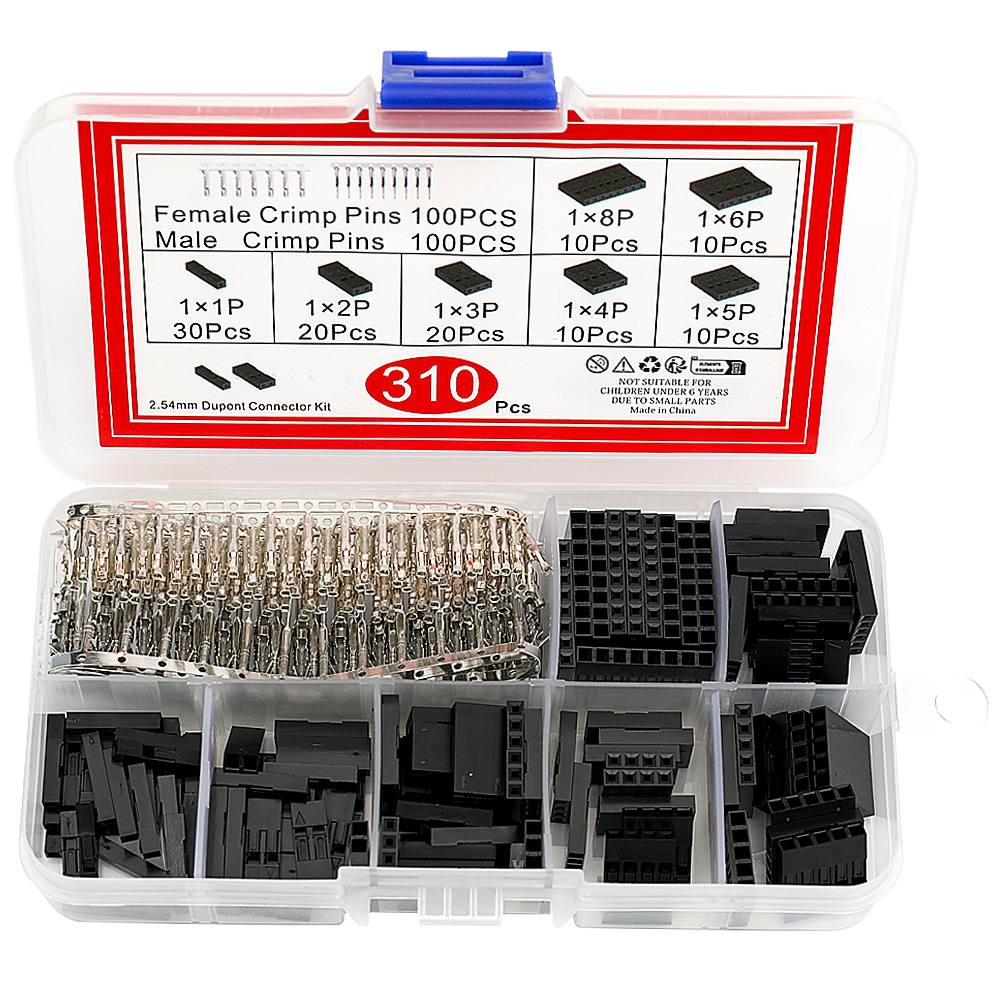 310PCS 2.54MM杜邦线跳线接口连接头 胶壳连接器外壳配端子