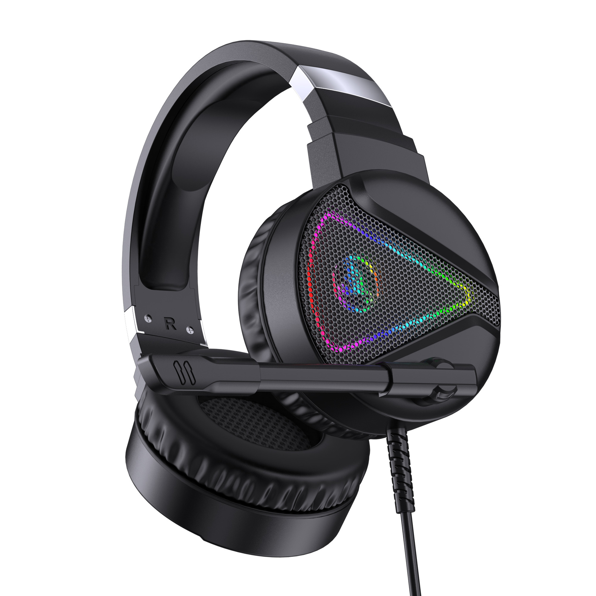 F16 Headworn Game RGB Glowing ABS Material Computer Wired Esports Chicken Eating Earphones_voghion.com