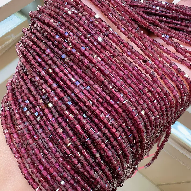 天然高品质石榴石青金石切面方糖散珠半成品手工DIY手链项链饰品