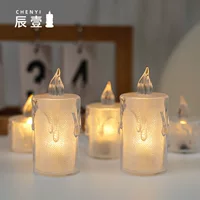 LED свеча-лампа чаек, прозрачный каплевидный дизайн, тёплый белый свет, PP-пластик, батарея AG10