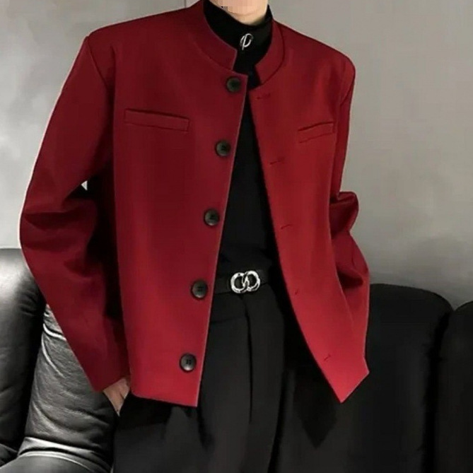 Cross-Border Men's Spring and Autumn New Chinese Style Stand Collar Jacket Men's Stylish Trendy Blazer Fashion Versatile