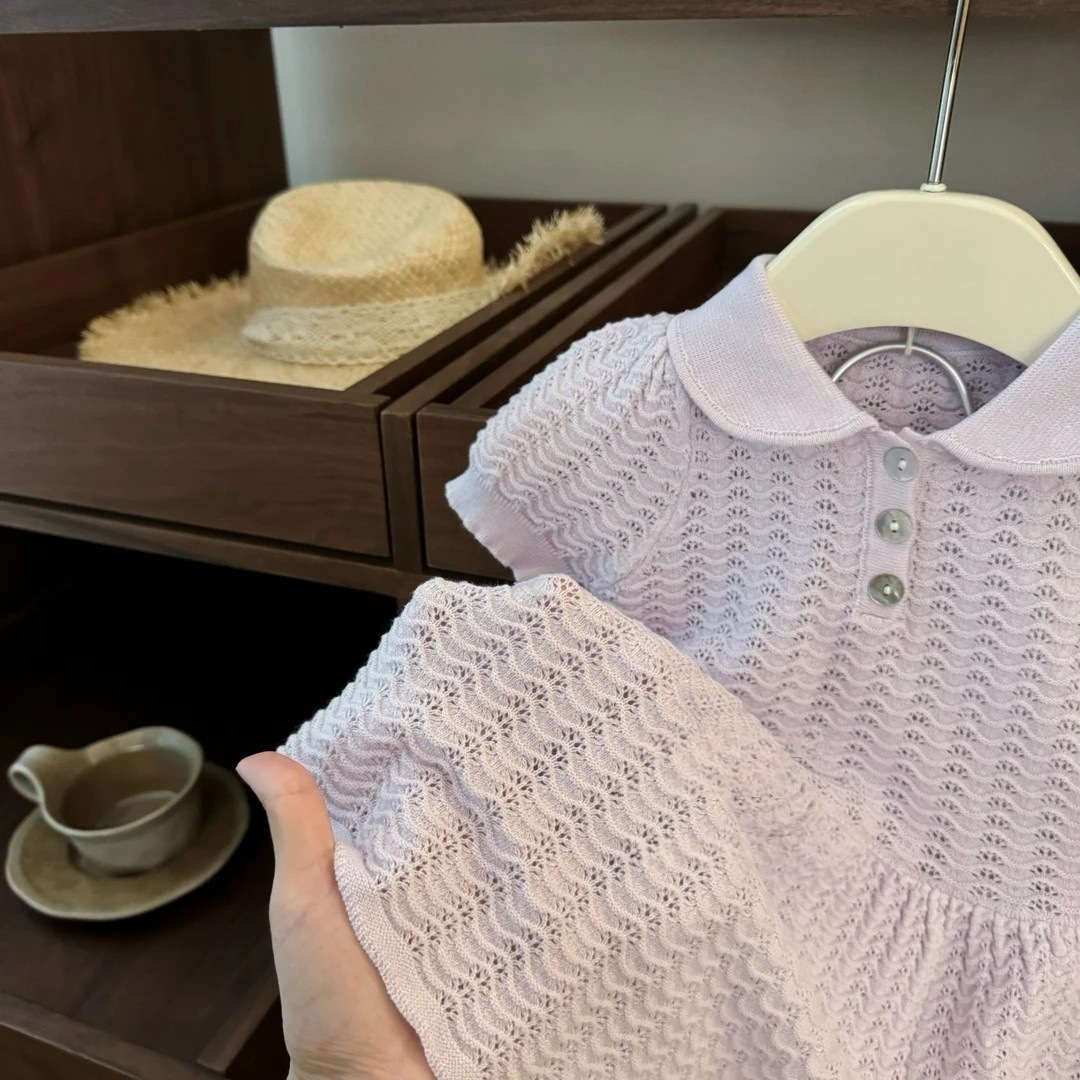 [Xianning Seven] ¡Estilo universitario británico! Falda de princesa cerosa suave de seda de hielo de manga corta con cuello de muñeca de bebé femenino