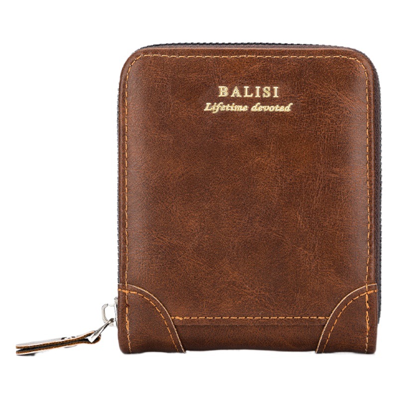 Wallet Men's Driver's License Bag Leather Case Retro Simple Men's Casual Short Wholesale Wallet Multifunctional Zipper Card Holder