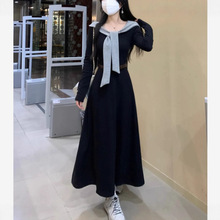 小个子连帽披肩长袖连衣裙子女早初秋2025新款韩系氛围感穿搭长裙