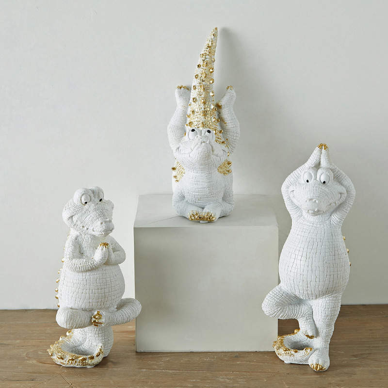 Yoga Crocodile Animal Home Living Room Tv Cabinet Room Decoration Crafts Desktop Resin Ornaments Special Price Clearance