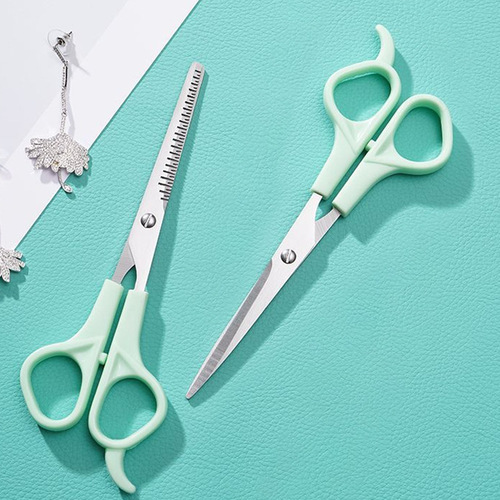 Stainless steel pet scissors dog hair shearing tool PP handle grooming scissors without hair jam flat shear crescent scissors cross-border