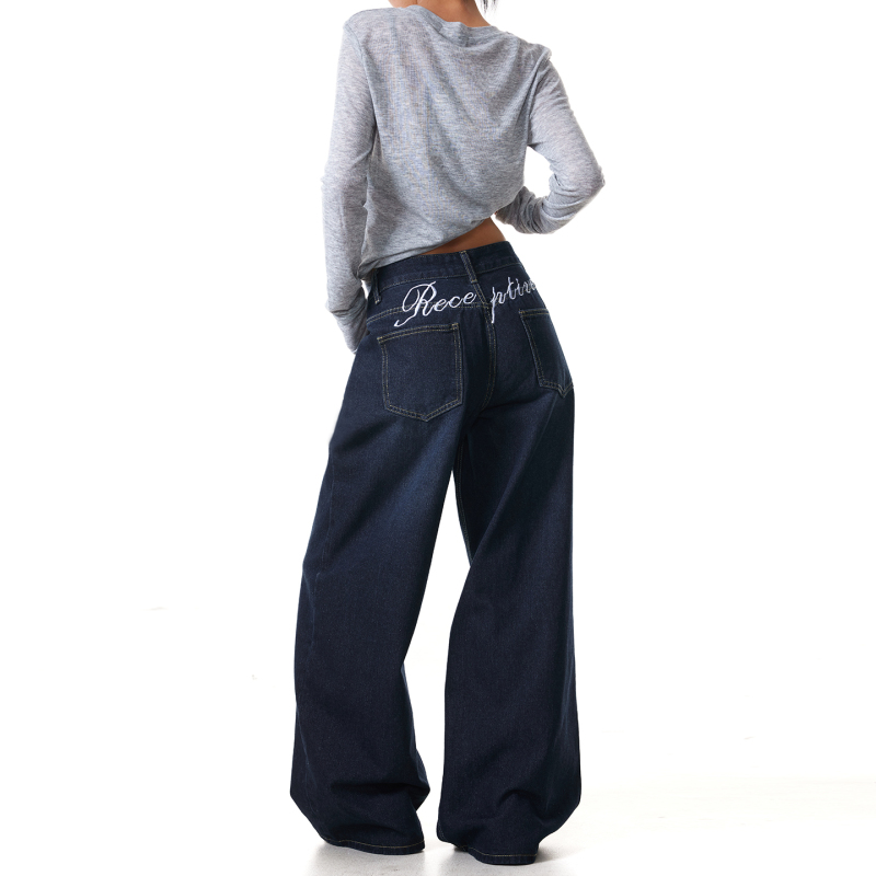 Women's Wide-Leg Jeans for Spring and Summer, Loose Straight-Cut, Slimming and Drapey Denim Wide-Leg Pants, Slimming Long Pants for Women