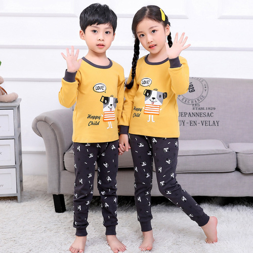 Children's autumn clothes and long pants set pure cotton medium and large children's cotton boys' thermal underwear boys' clothing girls' pajamas